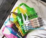 printed handle pvc bag pvc plastic bag, Stand up gift wine bottle packing