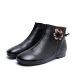S229 Low-barreled handmade fresh literary style women's short boots top layer