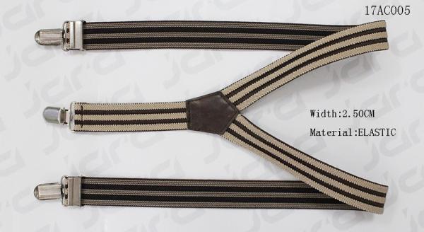 2.5cm Width Classic Mens Fashion Suspenders With Beige / Brown Elastic Tape