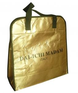DAI - ICHI MADAM 90g brozen lamination black webbing handy non woven carry bag