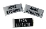 Recyclable Clothing Woven Labels White Black Satin Surface Crochet