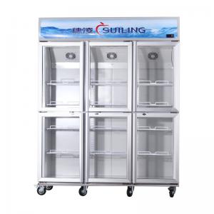 Wholesale High Efficiency Commercial 6 Glass Door Refrigerator Fan Cooling Dual Compressor from china suppliers