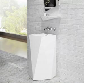 China Acrylic Cabinet Bathroom Wash Basin Luxury Column Pedestal Sink on sale