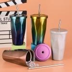 Fashionable Design 480ml Personalized Stainless Steel Mug With Straw Country
