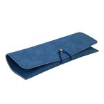 Blue Luxury Belt Hot Stamping Glasses Case Soft Leather Simple Custom Logo