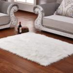Grey White Plush Faux Fur Rug Shag Area Rug Nursery Room Carpet Christ