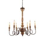 Vintage Iron Filament Painted wood chandelier for Hotel Indoor Lighting (WH-CI