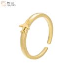 14k Plated Gold Couple Rings Butterfly Lightning Plane Adjustable Opening Rings
