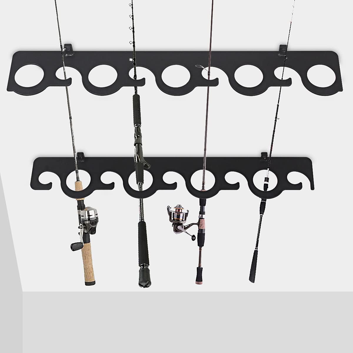 Metal Fishing Pole Holder for Wall or Ceiling Mount Customizable Color Durable Design
