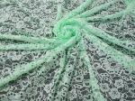 Custom Durable Cotton Nylon Embroidered Lace Fabric Green Flower Pattern