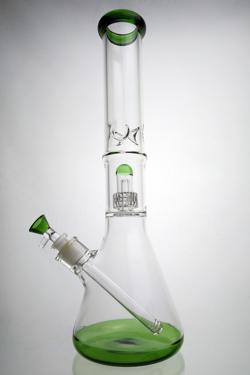 14.4mm Bottom Beaker Glass Water Bongs 15" Rasta Big Base Ice Water Pipes