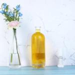 500ml 700ml 750ml Transparent Flint Glass Bottle with Glass Collar and Base