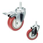 6 Inch Double Brake Threaded Castor Wheels Pvc Anti Entanglement
