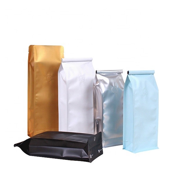 Factory Custom Printed logo Packaging bag Resealable Flat Bottom Stand Up Zipper value Pouch Coffee Bag with tin tie