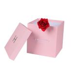 Square Pink Flower Packing Chipboard Gift Boxes With Logo Silver Foiled
