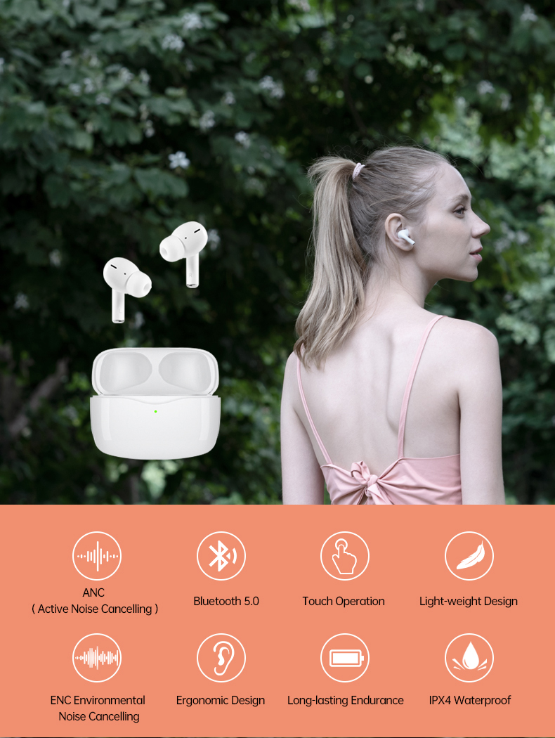 Newest True Wireless ANC TWS Earbuds bluetooth pro smart watch Deep Bass sound with gaming Earphone and Headphone