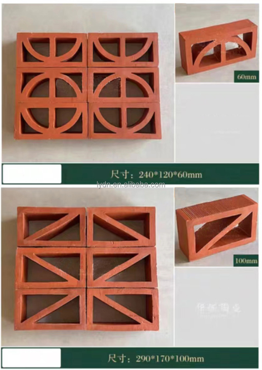 Common Size 240*120*60mm Handmade Clay Fire Bricks Ventilation Tiles Heat Insulation up to 800°C for Garden Panel Facade