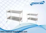 Two Shelves Stainless Steel Instument Trolley With Four Blue Silent Castors