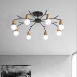 Wood Chandeliers Home Lighting Fixtures Black Rustic Ceiling Lamp(WH-WA-25)