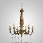Reclaimed wood pendant light with crystal (WH-CI-34)