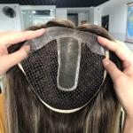 100% Raw Women'S Toupee Human Hair Toppers Fishnet Replacement For Ladies