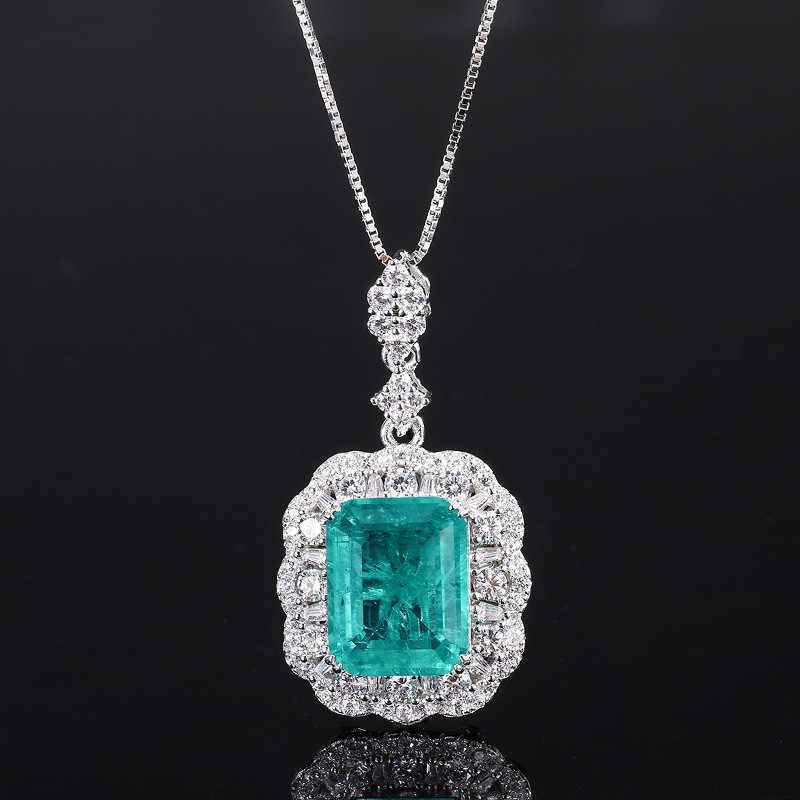 Zircon Square Gemstone Necklace Pendant Ring Set For Birthday Gift