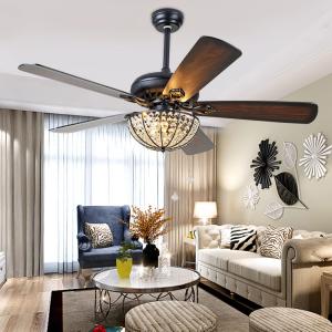 Wholesale 52 inch Retro Ceiling Fan Lamp with Light 110v Remote Control 5 Light ceiling fan crystal chandelier(WH-CLL-26) from china suppliers