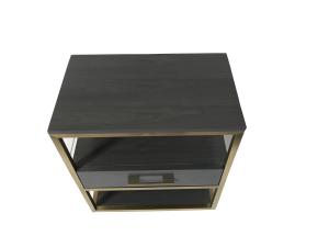 Wholesale Brass metal frame oak wood veneer Custom made 1-drawer night stand of hotel bedroom furniture,bed side table from china suppliers