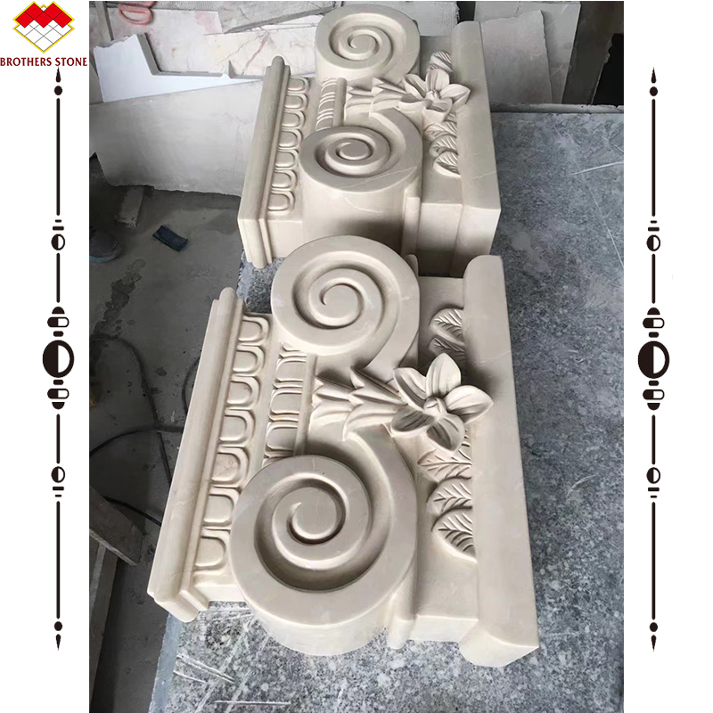 Hand Carved Marble Square Column Capital for Western Design Marble Pillar Decoration