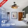 Buy cheap Woven Rattan Cage Ceiling Fan With Light Villatic Invisible Blade Dc 240v from wholesalers