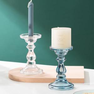 Wholesale Pillar Taper Crystal Glass Candlestick Holders Decorative Lead Free from china suppliers