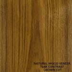 Cabinet / Door Contrast Black Line Crown Grain Natural Teak Wood Veneer 0.15-0