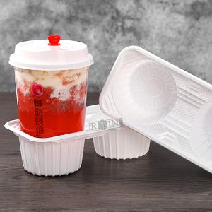 Wholesale Disposable PP Plastic Cup Carrier Tray Takeaway Leakproof For Milk Tea from china suppliers