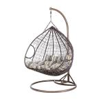 Wicker SGS 150Kgs Capacity Double Hanging Rattan Chair With Metal Stand