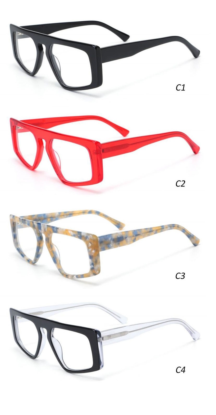 Women Mens Acetate Frame Glasses Optical 54-20-145 Hypoallergenic
