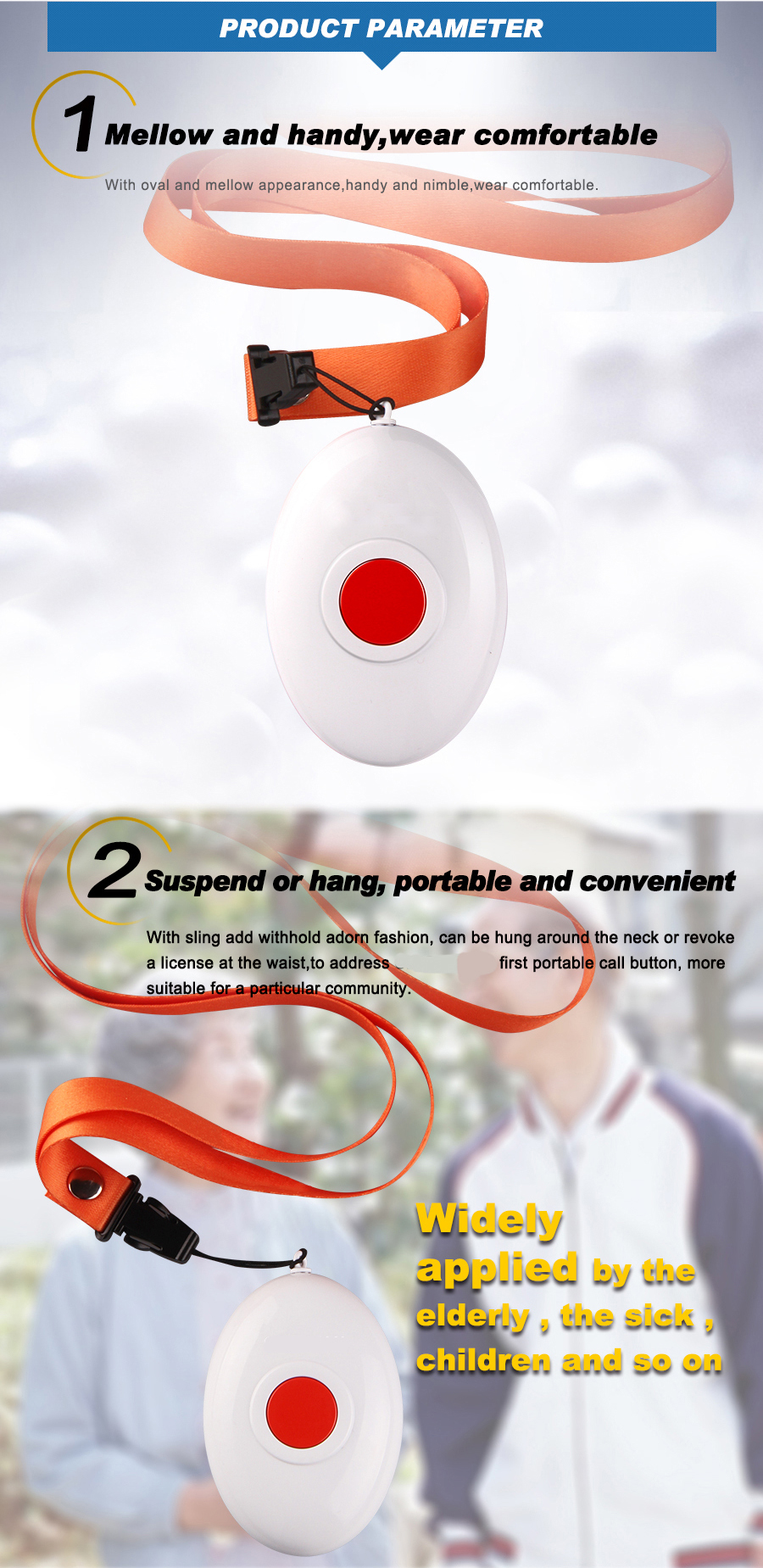 Hospital wireless sos panic calling system for patient and old people