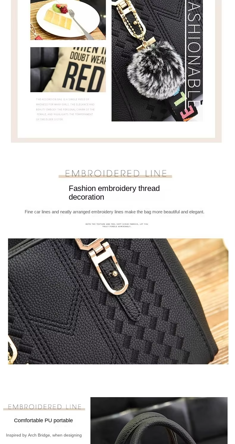 Elegant Shoulder Purse in Genuine Leather with Cartoon Pattern and Button Decoration