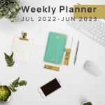 Green Vegan PU Leather Small Academic Planner Monthly Weekly Agenda
