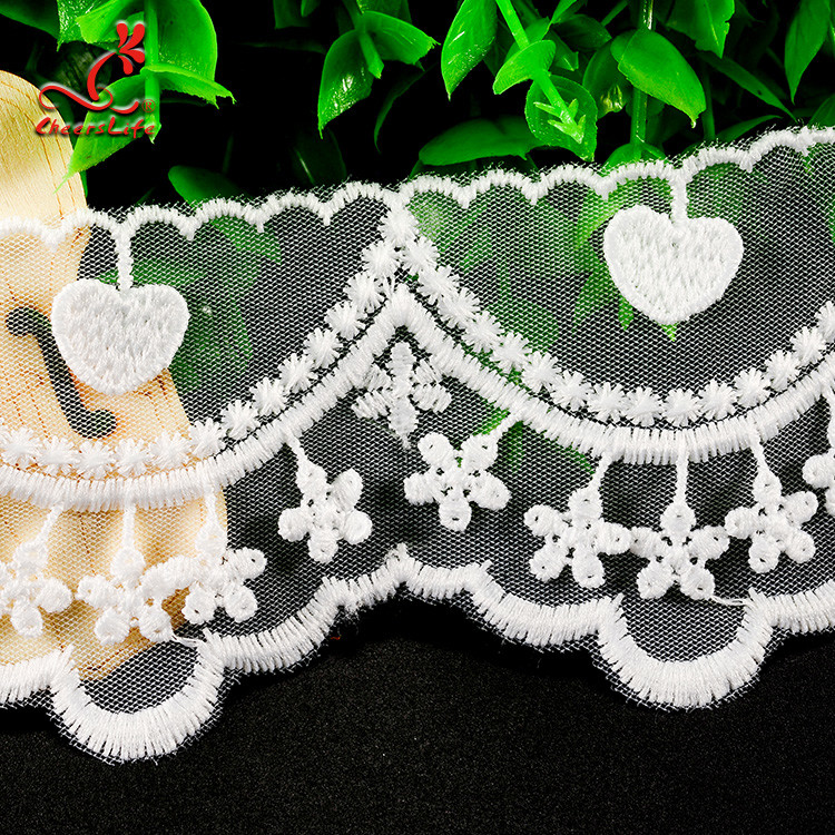 Cotton White Embroidered Lace Trim 5.6cm Width Static - Cling Resistant