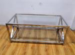 Polished Silver Stainless Steel Frame Tempered glass top Coffee table