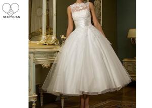 Wholesale Over Knee Short Short Fitted Wedding Dress White Sleeveless With Buttons from china suppliers