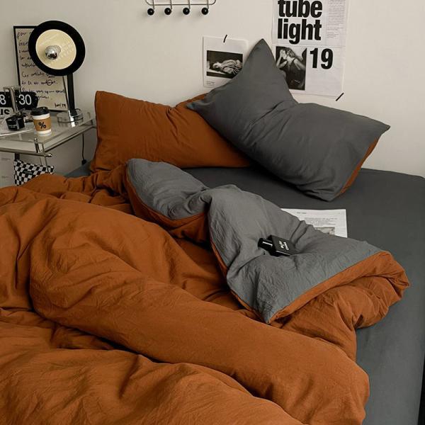 Wedding Bedding Type Wedding Four-piece Kit Solid Color Washed Cotton Cover 4