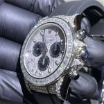 Hand Setting Rolex Diamond Watch VVS1 Bling Iced Out Moissanite Watch