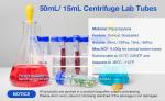Centrifuge Tubes 15mL, Conical Tubes Sterile 50 PCS, Polypropylene, Leak-Proof