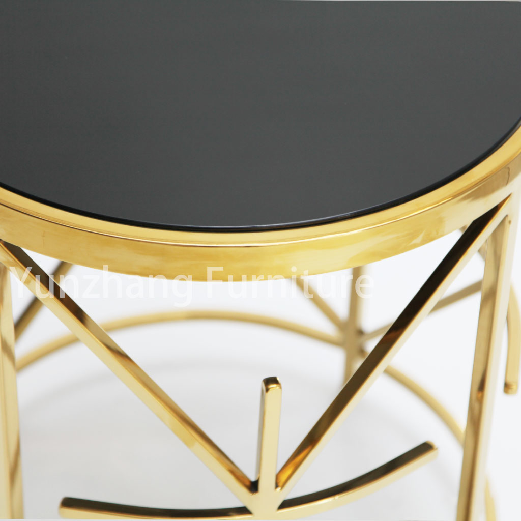 Luxury Round Side Table SS201 tempered glass Sofa Table For Living Room