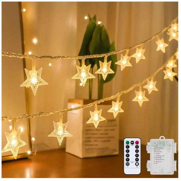 Star String Lights Battery Operated LED Twinkle Little Star Light Warm White