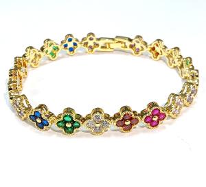 Wholesale Rainbow Brass Gold Tennis Bracelet OEM ODM Cubic Zirconia Tennis Bracelet from china suppliers