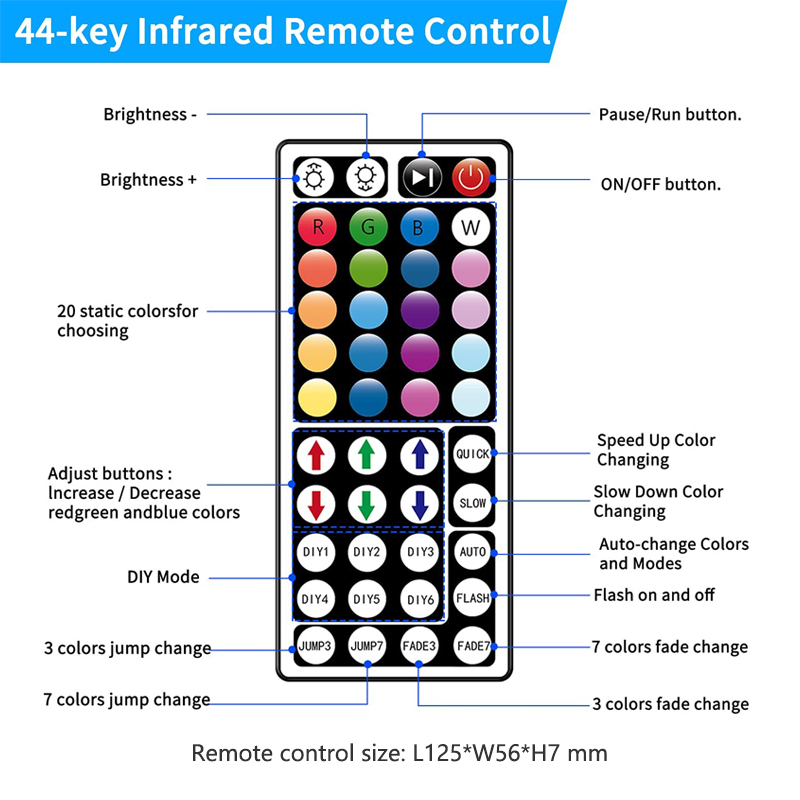 IR Remote Control LED RGB Controller DC12V Mini 24 Key 44 Key