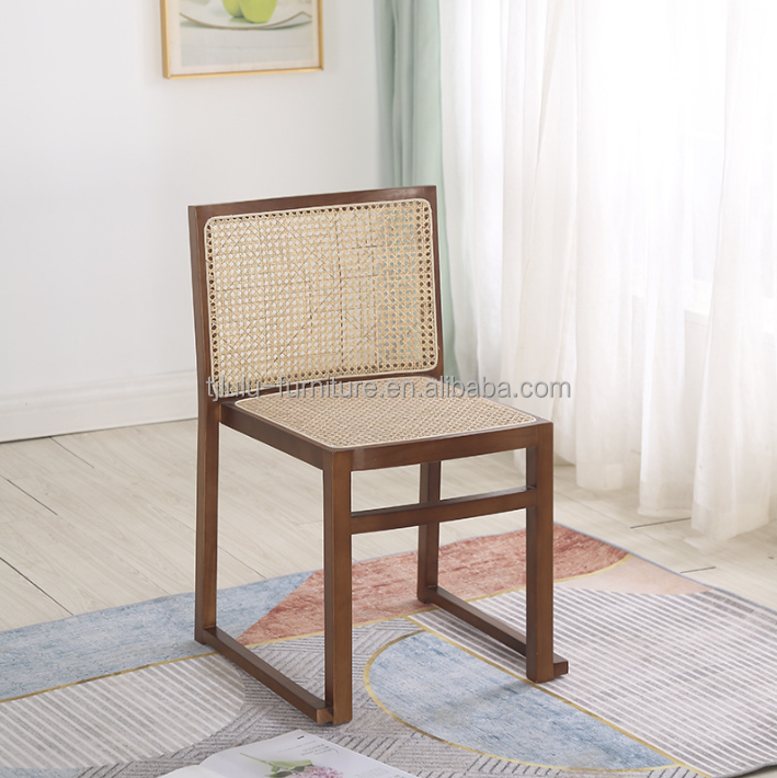 Dining Room Furniture Modern Solid Wood Dining Chair for Banquet Stackable Rattan Chair NO Folded