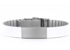 Wholesale Dual Color Laser Engraved Silicone Bracelets 220*15mm Size Logo Customized from china suppliers